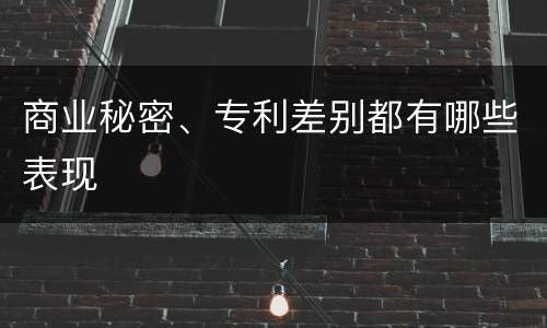 商业秘密、专利差别都有哪些表现