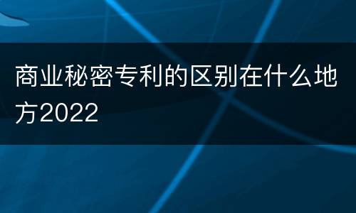 商业秘密专利的区别在什么地方2022