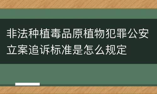 非法种植毒品原植物犯罪公安立案追诉标准是怎么规定