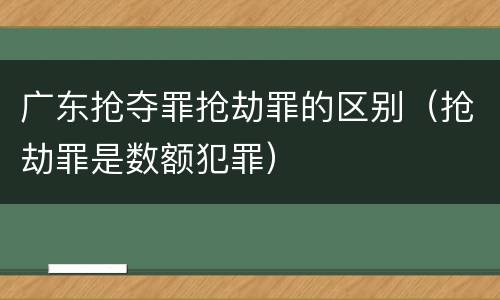 广东抢夺罪抢劫罪的区别（抢劫罪是数额犯罪）