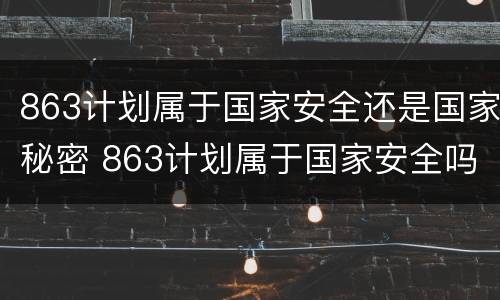 863计划属于国家安全还是国家秘密 863计划属于国家安全吗