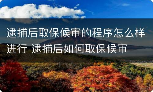 逮捕后取保候审的程序怎么样进行 逮捕后如何取保候审