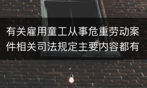 有关雇用童工从事危重劳动案件相关司法规定主要内容都有哪些