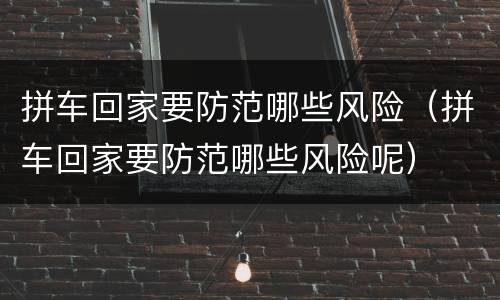 拼车回家要防范哪些风险（拼车回家要防范哪些风险呢）