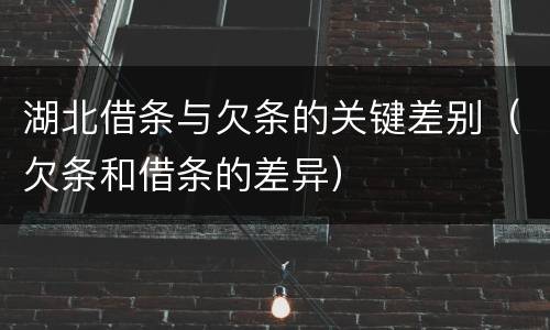 湖北借条与欠条的关键差别（欠条和借条的差异）