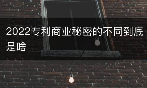 2022专利商业秘密的不同到底是啥