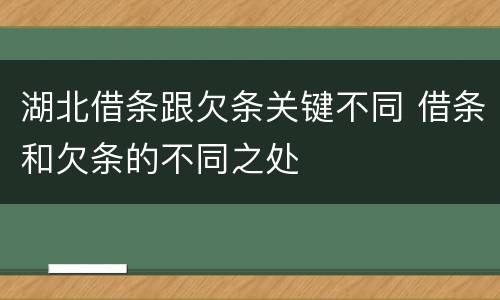 湖北借条跟欠条关键不同 借条和欠条的不同之处