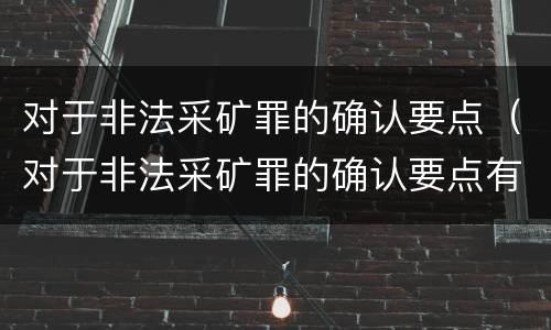 对于非法采矿罪的确认要点（对于非法采矿罪的确认要点有哪些）