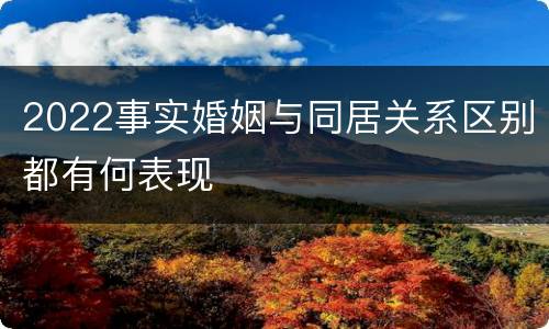 2022事实婚姻与同居关系区别都有何表现