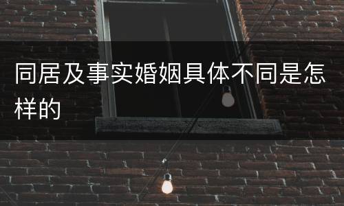 同居及事实婚姻具体不同是怎样的