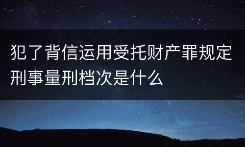 犯了背信运用受托财产罪规定刑事量刑档次是什么