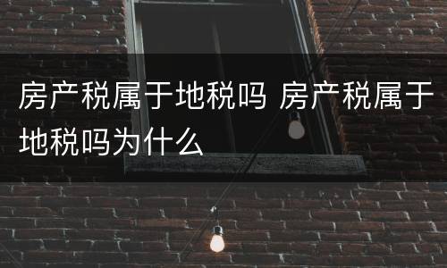 房产税属于地税吗 房产税属于地税吗为什么