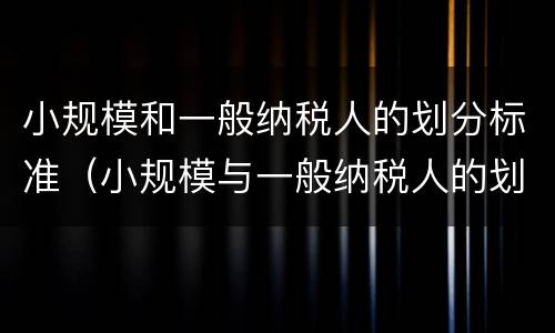 小规模和一般纳税人的划分标准（小规模与一般纳税人的划分标准）