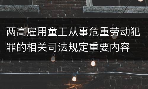 两高雇用童工从事危重劳动犯罪的相关司法规定重要内容