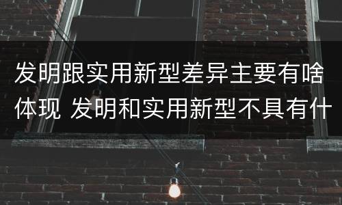 发明跟实用新型差异主要有啥体现 发明和实用新型不具有什么特性