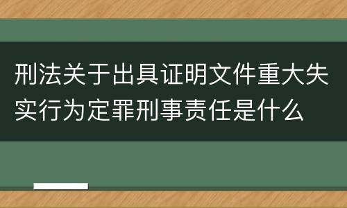 刑法关于出具证明文件重大失实行为定罪刑事责任是什么