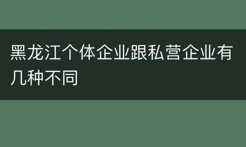 黑龙江个体企业跟私营企业有几种不同
