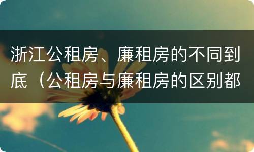 浙江公租房、廉租房的不同到底（公租房与廉租房的区别都在此,别再搞错了!）