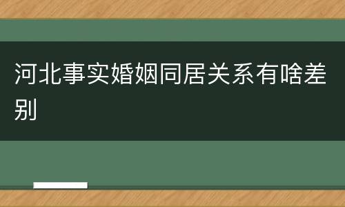 河北事实婚姻同居关系有啥差别