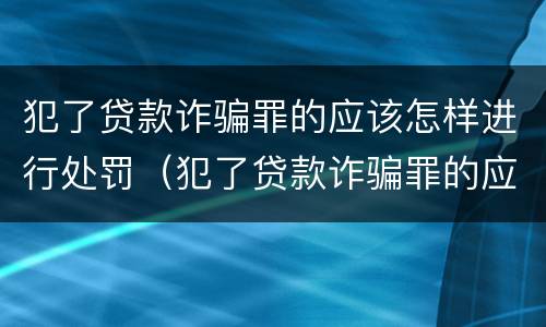 犯了贷款诈骗罪的应该怎样进行处罚（犯了贷款诈骗罪的应该怎样进行处罚决定）