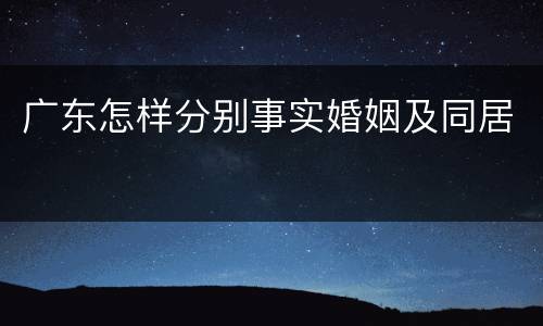 广东怎样分别事实婚姻及同居