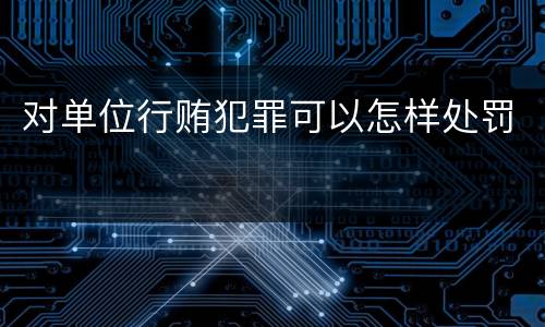 对单位行贿犯罪可以怎样处罚