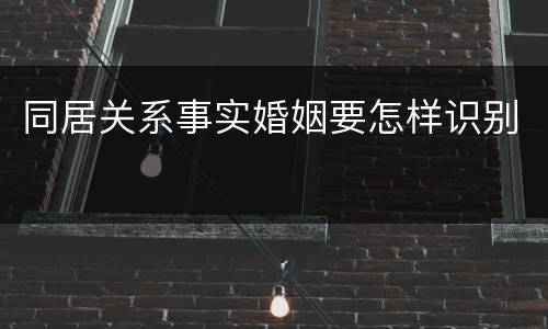 同居关系事实婚姻要怎样识别