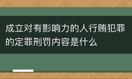 成立对有影响力的人行贿犯罪的定罪刑罚内容是什么