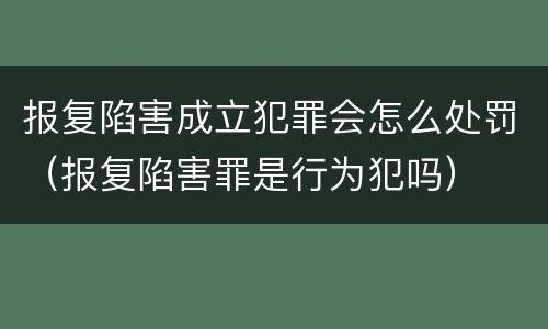 报复陷害成立犯罪会怎么处罚（报复陷害罪是行为犯吗）