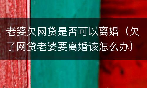 老婆欠网贷是否可以离婚（欠了网贷老婆要离婚该怎么办）