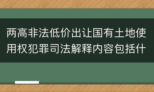 两高非法低价出让国有土地使用权犯罪司法解释内容包括什么