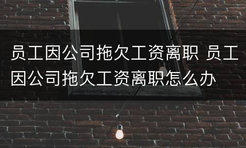 员工因公司拖欠工资离职 员工因公司拖欠工资离职怎么办