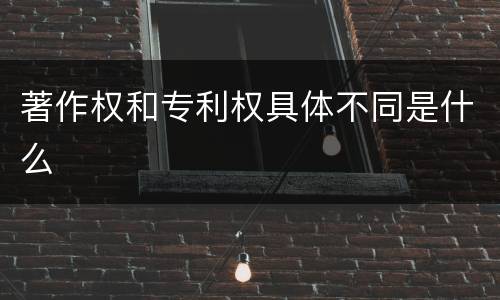 著作权和专利权具体不同是什么