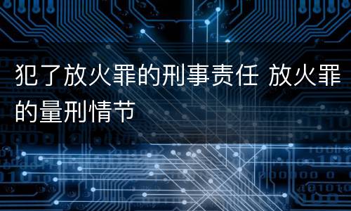犯了放火罪的刑事责任 放火罪的量刑情节