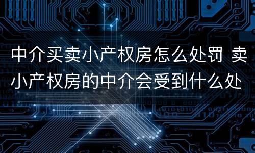 中介买卖小产权房怎么处罚 卖小产权房的中介会受到什么处罚