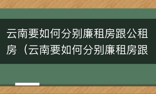 云南要如何分别廉租房跟公租房（云南要如何分别廉租房跟公租房呢）