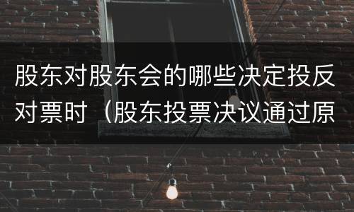 股东对股东会的哪些决定投反对票时（股东投票决议通过原则）