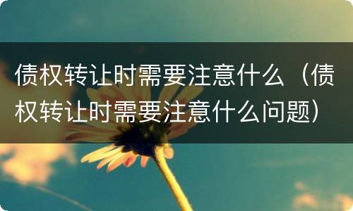 债权转让时需要注意什么（债权转让时需要注意什么问题）