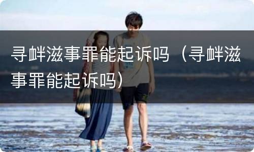 寻衅滋事罪能起诉吗（寻衅滋事罪能起诉吗）