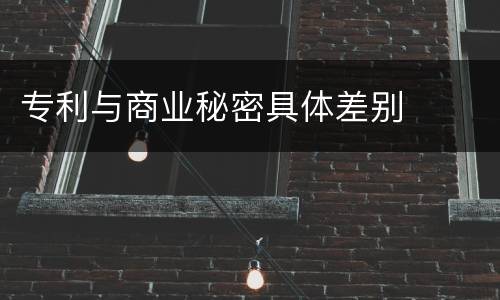 专利与商业秘密具体差别