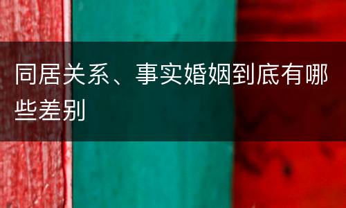同居关系、事实婚姻到底有哪些差别