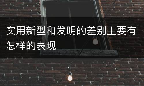 实用新型和发明的差别主要有怎样的表现