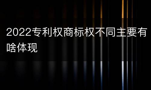 2022专利权商标权不同主要有啥体现