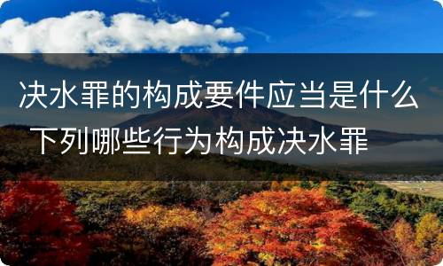 决水罪的构成要件应当是什么 下列哪些行为构成决水罪