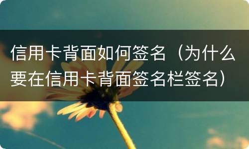 信用卡背面如何签名（为什么要在信用卡背面签名栏签名）