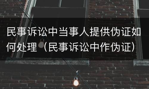 民事诉讼中当事人提供伪证如何处理（民事诉讼中作伪证）