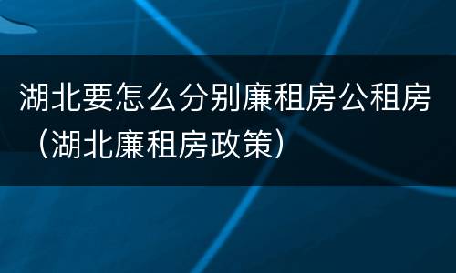 湖北要怎么分别廉租房公租房（湖北廉租房政策）