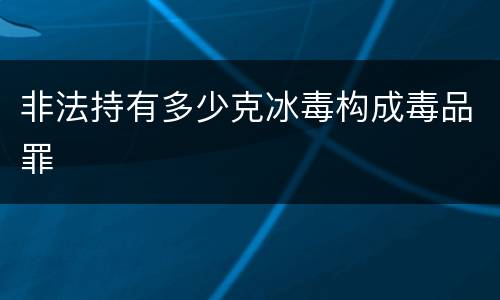 非法持有多少克冰毒构成毒品罪