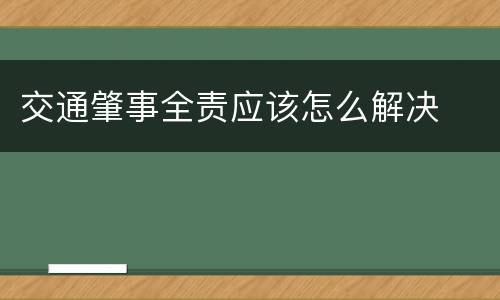 交通肇事全责应该怎么解决