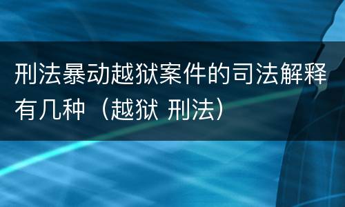 刑法暴动越狱案件的司法解释有几种（越狱 刑法）